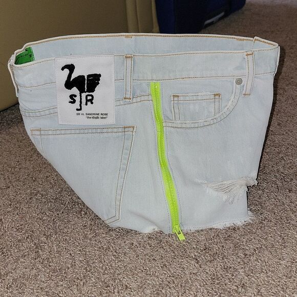 SANDRINE ROSE By Free People Women's Blue Side Zip Distressed Shorts Size 25 NWT - Picture 14 of 14